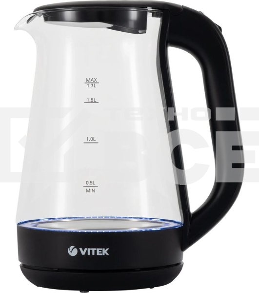 Чайник электрический Vitek VT-8803 1.7 л, 2200 Вт, черный корпус: стекло