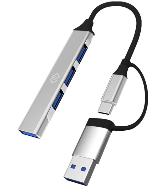 USB-концентратор Digma DHUB-4USB-AC-2.0, USB-C + USB-A, USB 2.0 4 портов, USB
