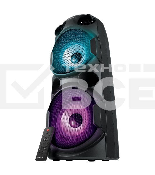 Колонка АС Sven PS-750, черный (80 Вт, TWS, Bluetooth, FM, USB, microSD, LED-дисплей, 2х4400мА*ч)