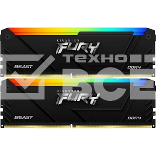 Оперативная память Kingston Fury Beast, DDR4, 64GB (2x32GB), 3600MHz, CL18, с радиаторами, RGB, черный