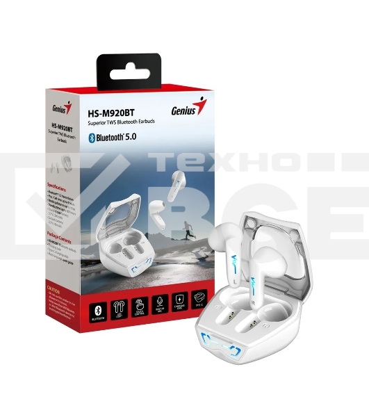 Наушники Genius HS-M920BT White. Bluetooth 5.3, возможность отключения, зарядка Type-C, кабель в комплекте. белый