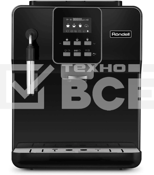 Кофемашина автоматическая Rondell RDE-1109 черный/серебристый, исп. кофе - молотый/зерновой, 1.6 л, 1350 Вт, 20 бар