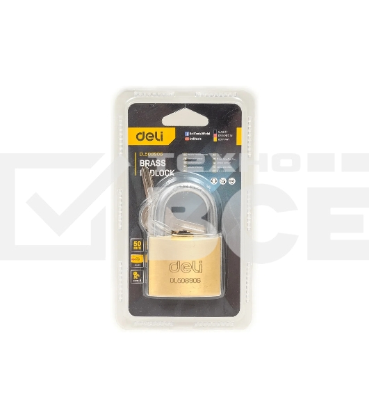 Замок навесной Deli DL508906 латунный, 50мм
