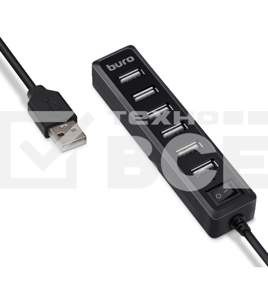 Разветвитель USB 2.0 Buro BU-HUB7-1.0-U2.0 7порт. черный