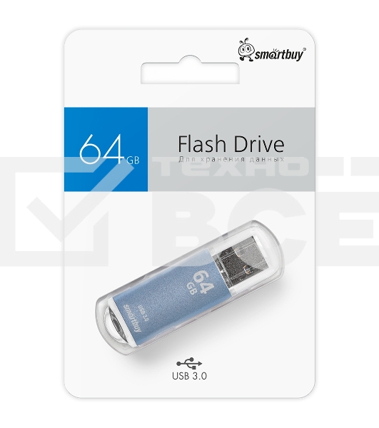 Флешка USB 64Gb USB <USB 3.0> Smartbuy V-Cut Blue (SB64GbVC-B3)