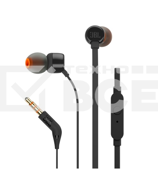 Проводные наушники JBL Tune 110 черный, внутриканальные, Jack 3.5 мм