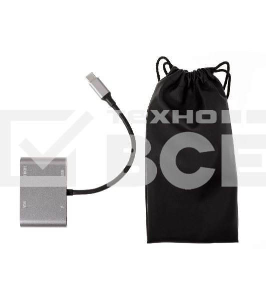 Адаптер USB Type-Cm-->VGA, HDMI 4k*30Hz, USB3.0, PD, Audio,iOpen (Aopen/Qust/VCOM)<ACU4511>
