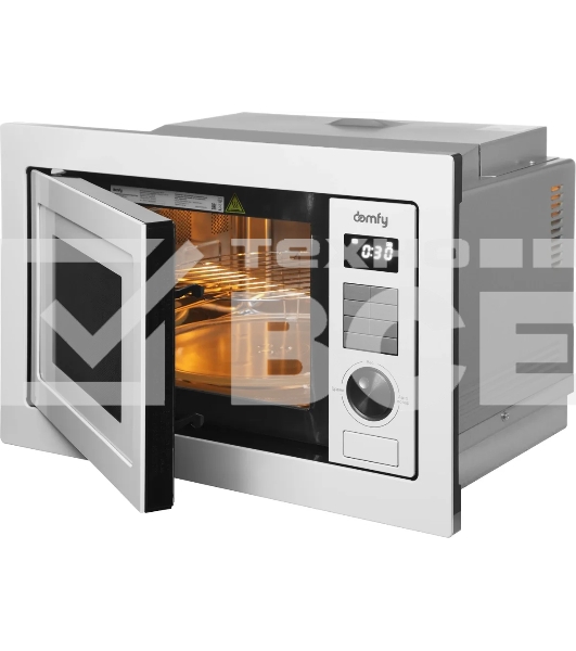 Микроволновая печь встраиваемая Domfy DM2540BW WG белый, 25 л, 900 Вт, переключатели - кнопки/поворотный мехинизм