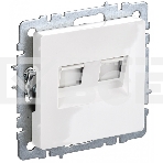 Розетка компьютерная двойная IEK BRITE РК10-2-БрБ RJ45 кат.5E белый, фото 1