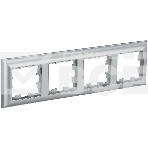 Рамка 4-местная IEK BRITE РУ-4-Бр DECOR 3D-форма алюминий, фото 1