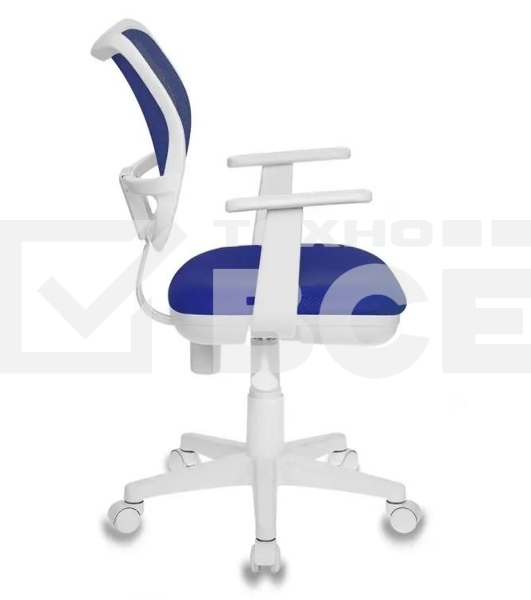 Кресло компьютерное Бюрократ CH-W797/BL/TW-10 TW-10 синий, спинка сетка, сиденье синий, колеса белый/синий, пластик белый