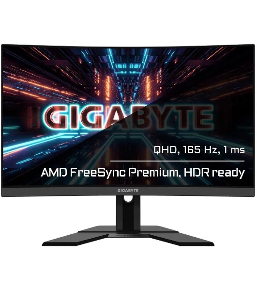 Монитор 27' Gigabyte G27QC A VA 2560x1440, 165 Гц, 1 мс, 16:9, 250 кд/м², HDMI 2.0 (x2), DP 1.2, 3.5 Jack, USB Hub (2x USB 3.0), динамики (2x2 Вт), FreeSync, изогнутый экран (1500R), черный
