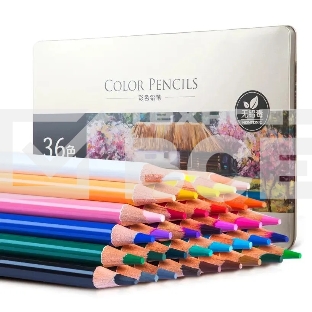 Карандаши цветные Deli 6566, липа, 36 цветов, коробка металлическая