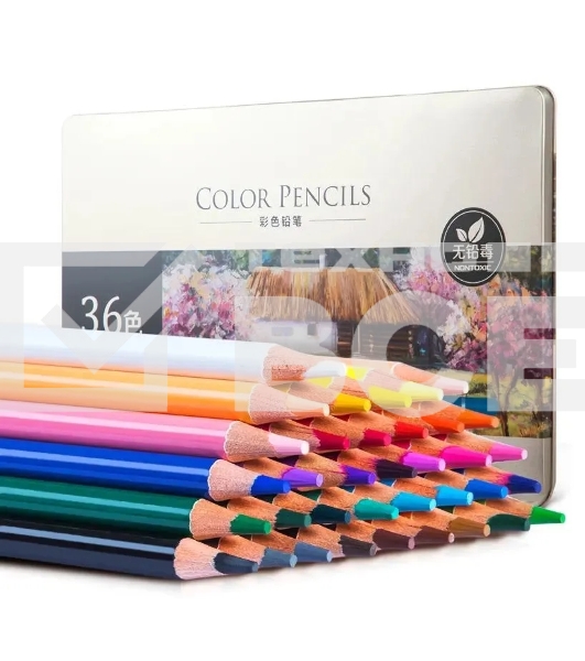 Карандаши цветные Deli 6566, липа, 36 цветов, коробка металлическая