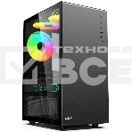 Компьютчерный корпус CBR mATX Minitower V500, без БП, 1хUSB 3.0, 2хUSB 2.0, HD Audio+Mic, закаленное стекло, черный [PCC-MATX-V500-WPSU, фото 1