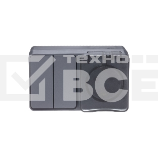 Блок ОП AtlasDesign Profi54 розетка 16А 250В с заземл. защ. шторки + 2-кл. выключатель 10А IP54 антрацит SchE