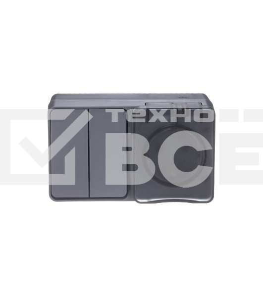 Блок ОП AtlasDesign Profi54 розетка 16А 250В с заземл. защ. шторки + 2-кл. выключатель 10А IP54 антрацит SchE