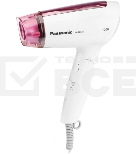 Фен Panasonic EH-ND21-P615 белый/розовый, 1200 Вт, компактный