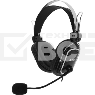 Гарнитура проводная с микрофоном A4Tech HU-50 черный 2м накладные USB оголовье