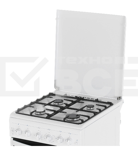 Плита газовая Gefest ПГ 5100-02 белый, конфорок 4 шт, духовка 52 л, 50 см x 85 см x 58.5 см