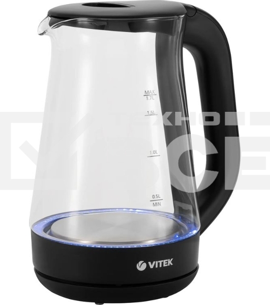 Чайник электрический Vitek VT-8803 1.7 л, 2200 Вт, черный корпус: стекло