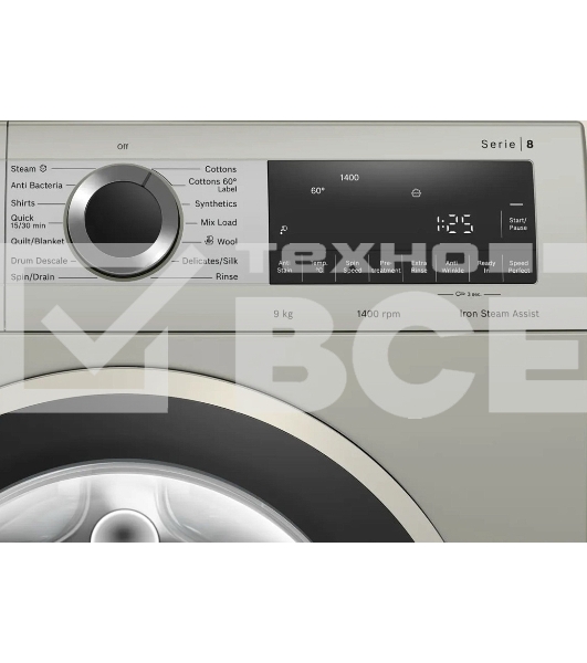Стиральная машина Bosch Serie 4 WGA2440XME серебристый, загрузка фронтальная 9 кг, 1400 об/мин., класс: А+++
