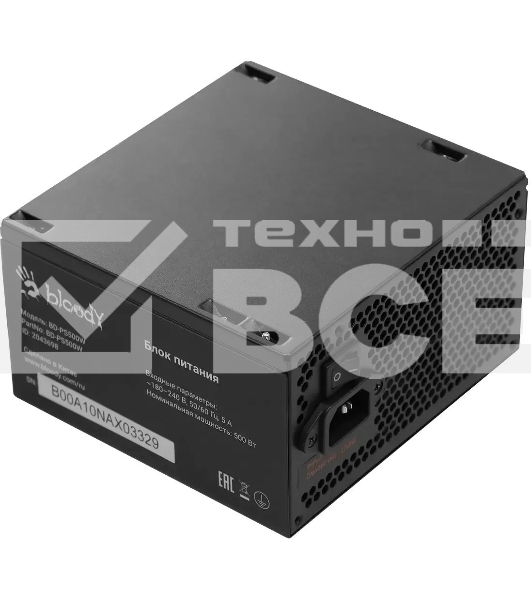 Блок питания Bloody BD-PS500W, 500Вт, 80 PLUS WHITE, 120мм,черный