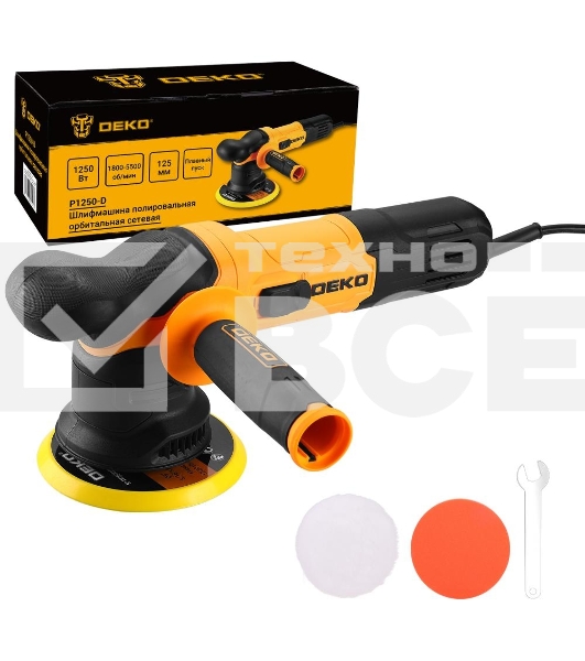 Шлифмашина полировальная орбитальная сетевая DEKO P1250-D, 125мм, 1250 Вт