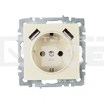 Розетка 1-местная IEK BRITE РЮш10-2-БрКр (BR-R14-16-U21-D31-K10) с заземлением, с защитными шторками, 16А, с USB A+A 5В 3,1А, бежевый, фото4