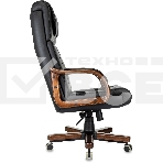 Кресло руководителя Бюрократ T-9933Walnut черный, эко.кожа, крестов. металл/дерево, фото6