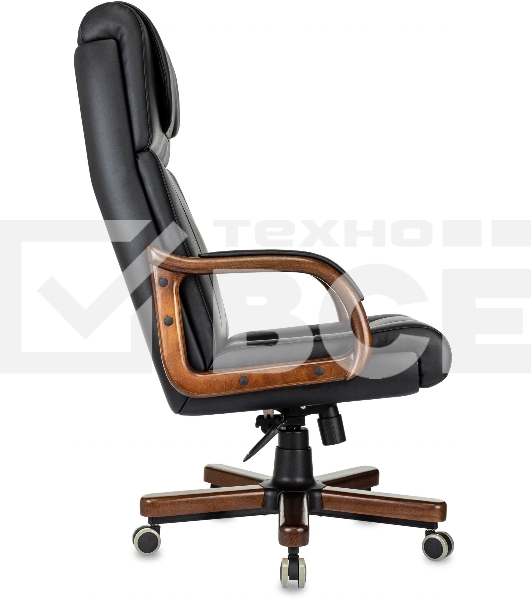 Кресло руководителя Бюрократ T-9933Walnut черный, эко.кожа, крестов. металл/дерево