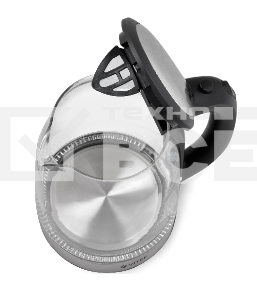 Чайник электрический 7095-VT(TR) Vitek Мощность 2200 вт.Объем 1,8 л.Материал корпуса термостойкое стекло.