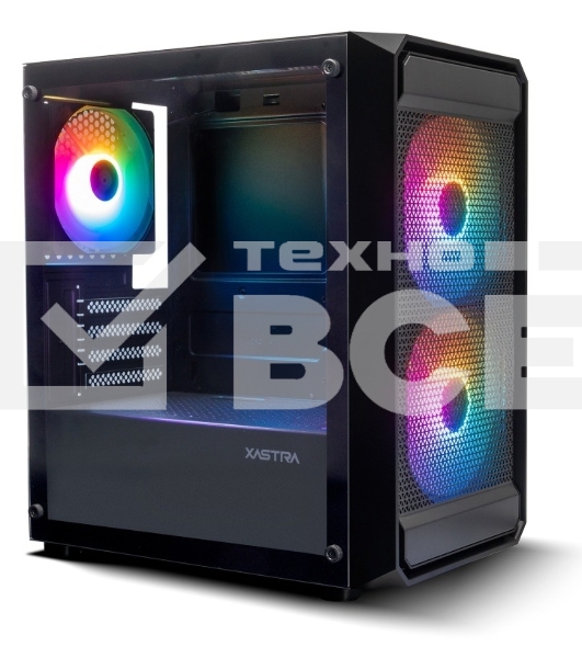 Компьютерный корпус XASTRA A303M 3FRGb Black mATX/Mesh/ tempered glass/2x140мм + 1x120мм FRGb fans/ A303M-2FC14F-1FC12F