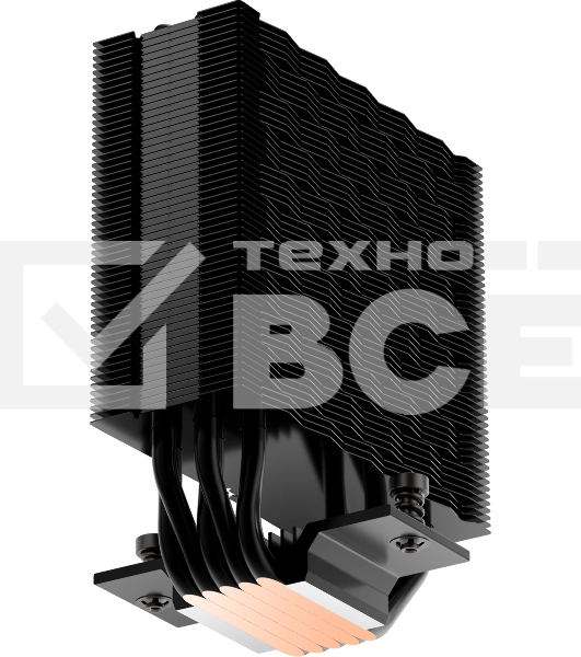 Кулер для процессора PCCooler RT500 BK (240W, 4-pin PWM, LED temp., 152мм, Al/Cu, 5x6мм, 1x120мм, 73.32CFM, 34.9dBA, 2200RPM, S: 1851/1700/1200/115X, AM5/AM4, черный)