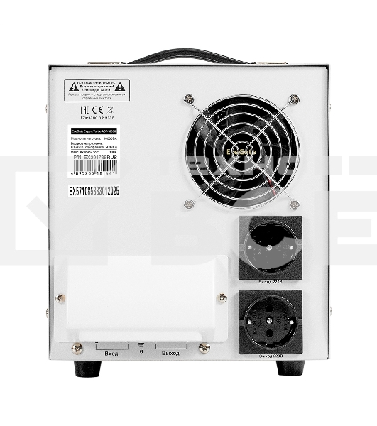 Стабилизатор напряжения ExeGate Expert Turbo AST-10000 (10000ВА, вход 80-260В, цветной дисплей, выход 220В±8%, КПД 98%, 5 уровней защиты, задержка, усиленный метал. корпус, 2*Schuko+клем.колодка, RTL)