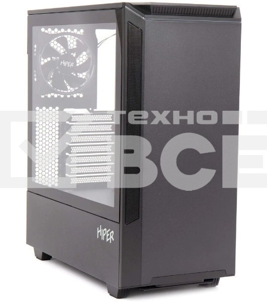 Компьютерный корпус Hiper PB81 черный без БП ATX 3x120мм 2xUSB2.0 2xUSB3.0 audio bott PSU
