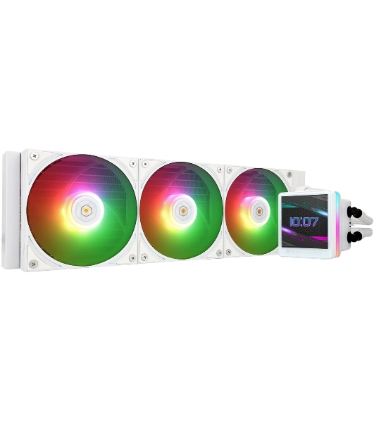 Водяное охлаждение для процессора Thermalright Grand Vision 360 (360mm, LED, White, ARGB/Fans: 3x120mm, 80.45CFM, 29.4dBA, 2150RPM/Pump height 72.5mm, 6400RPM, Rad thickness 27mm/S: 1700, 1200, 1851, 115X, 2011, 2066, AM5, AM4)