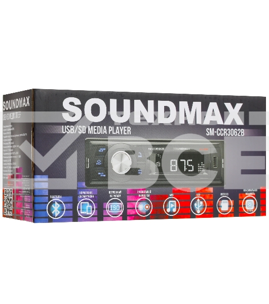 Автомагнитола Soundmax SM-CCR3062B, 1 DIN, Bluetooth, USB Type-A, AUX