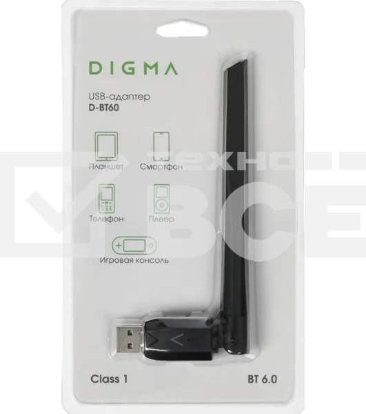 Адаптер USB Digma D-BT60 BT6.0+EDR class 1 200м черный