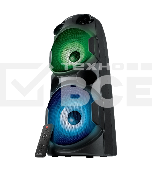 Колонка АС Sven PS-750, черный (80 Вт, TWS, Bluetooth, FM, USB, microSD, LED-дисплей, 2х4400мА*ч)