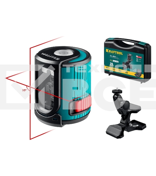 Нивелир лазерный KRAFTOOL CL 20 #5 20 м, IP54, точн. +/-0,2 мм/м, держатель, в кейcе