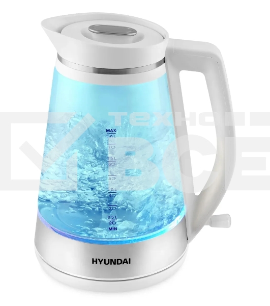 Чайник электрический Hyundai HYK-G3037 1.9л. 3000Вт белый/прозрачный (корпус: стекло)