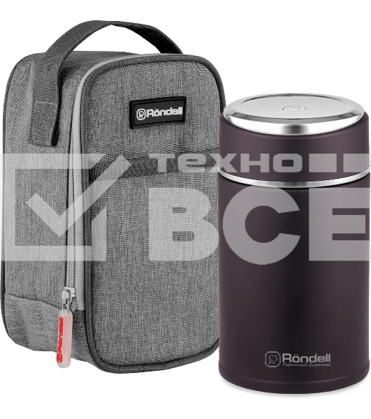 Термос для еды Rondell Tierno RDS-1661 0.7л. бордовый с чехлом картонная коробка