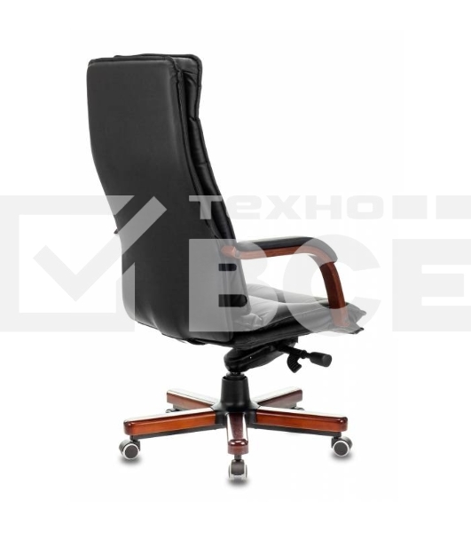Кресло руководителя Бюрократ T-9927WALNUT/BLACK черный, кожа, крестовина дерево