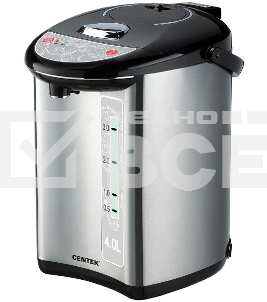 Термопот Centek CT-1082 (сталь) 4.0л, 750Вт, 3 способа подачи воды, двойная защита от перегрева