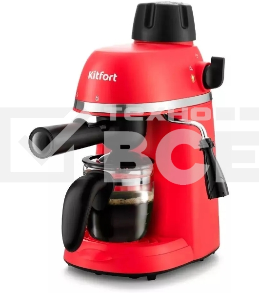 Кофеварка капельная Kitfort КТ-760-1 красный/черный, молотый кофе, 240мл, 800Вт, 3,5 бар