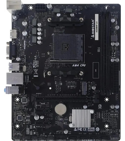 Материнская плата Biostar A520MHP 2.0 Soc-AM4 AMD A520 2xDDR4 mATX AC`97 8ch(7.1) GbLAN RAID+VGA+HDMI