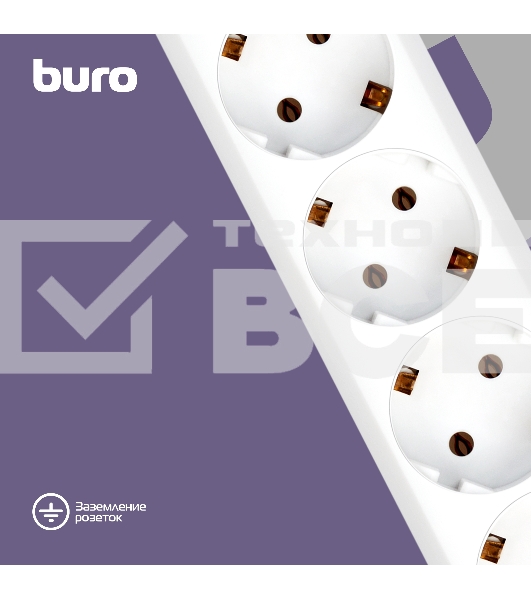 Сетевой фильтр Buro 600SH-16-3-W 3м (6 розеток) белый (коробка)