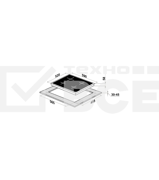 Индукционная варочная панель HOMSair HIC64SBG Inverter независимая, бежевый
