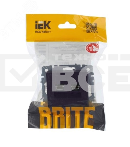 Розетка компьютерная двойная IEK BRITE РК10-2-БрЧ RJ45 кат.5E черный
